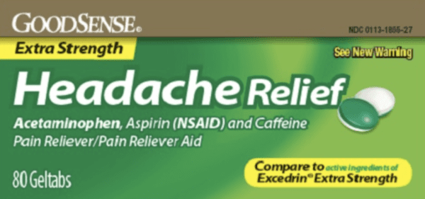 Acetaminophen, aspirin and caffeine acetaminophen 250 mg / aspirin 250 mg / caffeine 65 mg M