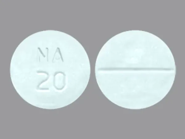 Pill NA 20 Blue Round is Nadolol