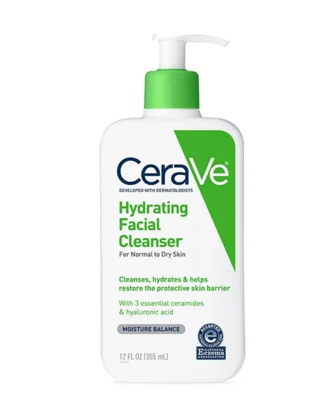 CeraVe Hydrating Facial Cleanser contains ceramides and hyaluronic acid