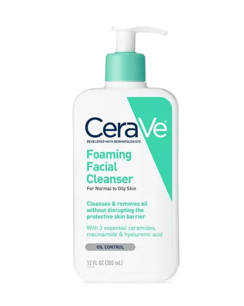 Cerave foaming facial cleanser contains ceramides, hyaluronic acid and niacinamide medicine