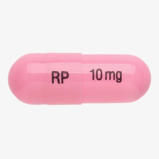 Pill RP 10mg Pink Capsule/Oblong is Lisdexamfetamine Dimesylate