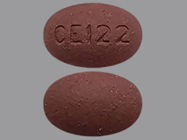 Pill CE 122 Brown Oval is Quinapril Hydrochloride
