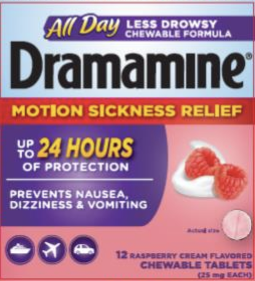 Dramamine less drowsy (chewable) meclizine hydrochloride 25 mg 258