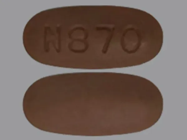 Pill N870 Brown Oval is Pirfenidone