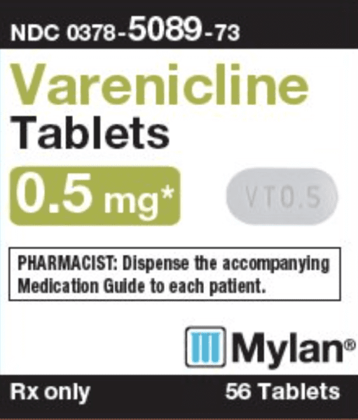 Varenicline tartrate 0.5 mg M VT 0.5