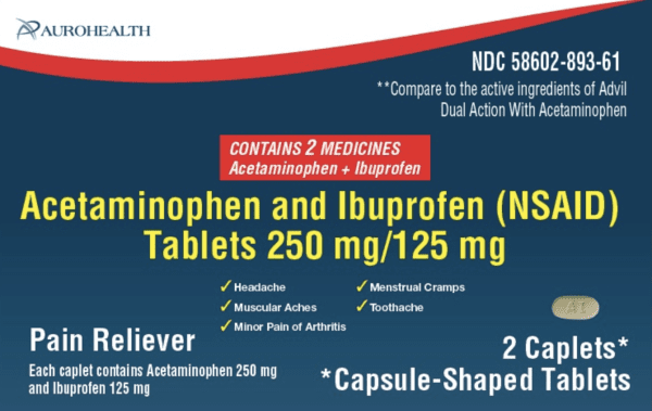Acetaminophen and ibuprofen 250 mg / 125 mg AI II