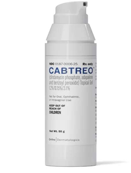 Pill medicine is Cabtreo clindamycin phosphate 1.2%, adapalene 0.15% and benzoyl peroxide 3.1% topical gel