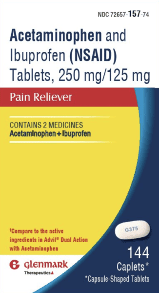 Pill G375 Yellow Capsule/Oblong is Acetaminophen and Ibuprofen
