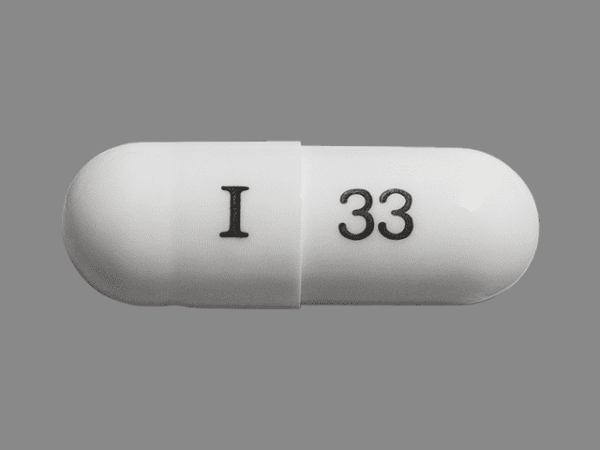 Pill I 33 White Capsule/Oblong is Pregabalin