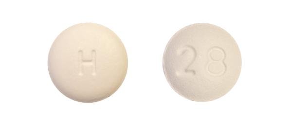 Pill H 28 White Round is Erlotinib Hydrochloride