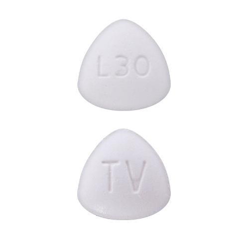 Pill TV L30 White Three-sided is Lisdexamfetamine Dimesylate (Chewable)