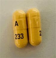 Pill A 233 Yellow Capsule/Oblong is Acitretin