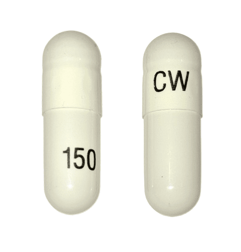 Pill CW 150 White Capsule/Oblong is Pregabalin