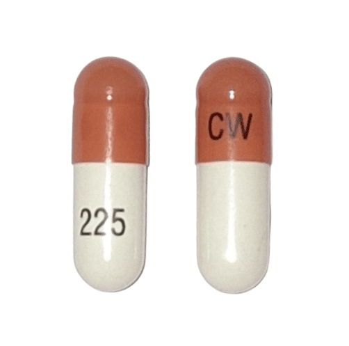 Pill CW 225 Orange & White Capsule/Oblong is Pregabalin
