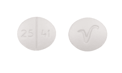 Pill V 25 41 White Oval is Clonidine Hydrochloride