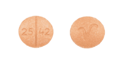Pill V 25 42 Orange Oval is Clonidine Hydrochloride