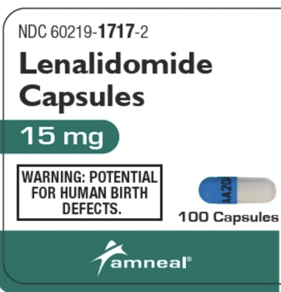 Pill AA20A Blue & White Capsule/Oblong is Lenalidomide