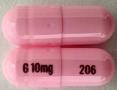 Pill G 10mg 206 Pink Capsule/Oblong is Lisdexamfetamine Dimesylate