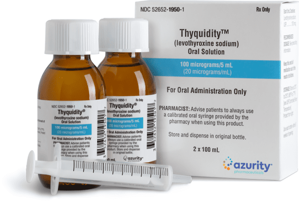 Pill medicine is Thyquidity 100 mcg per 5 mL (20 mcg per mL) oral solution