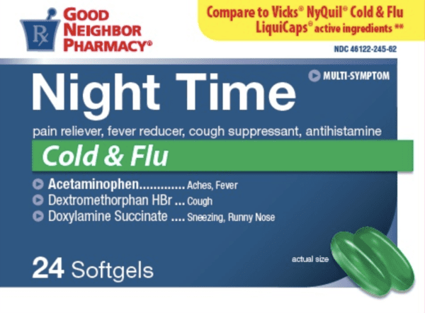 Pill 056 Green Capsule/Oblong is Acetaminophen, Dextromethorphan Hyrdobromide and Doxylamine Succinate