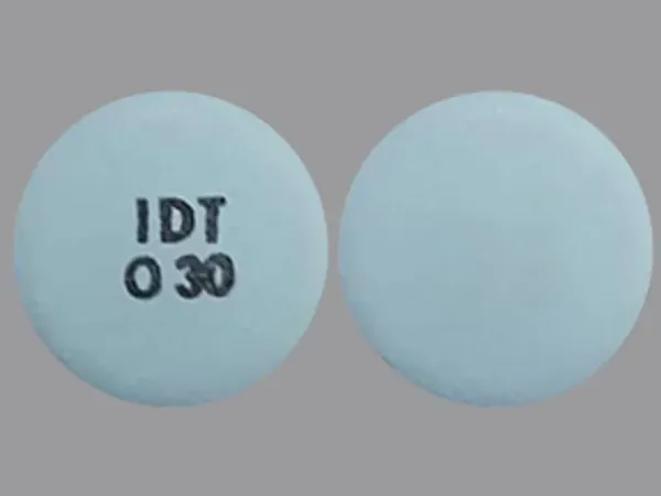Pill IDT O 30 Blue Round is Oxycodone Hydrochloride