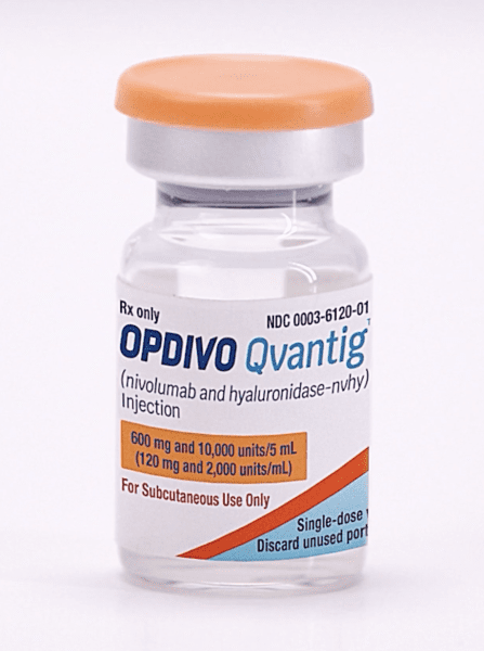 Pill medicine is Opdivo Qvantig nivolumab 600 mg and hyaluronidase 10,000 units per 5 mL (120 mg/2,000 units per mL) injection
