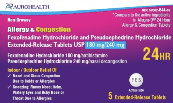Pill FES White Round is Fexofenadine Hydrochloride and Pseudoephedrine Hydrochloride Extended-Release