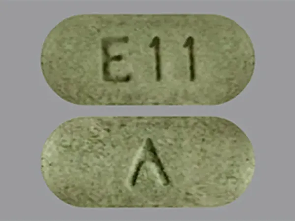 Pill E11 Logo (Advagen) Green Capsule/Oblong is Guanfacine Hydrochloride Extended-Release