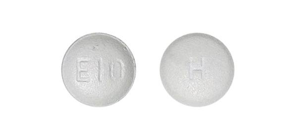 Pill H E10 White Round is Eltrombopag Olamine