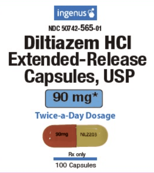Pill 90 mg NL2203 Orange & Yellow Capsule/Oblong is Diltiazem Hydrochloride Extended-Release