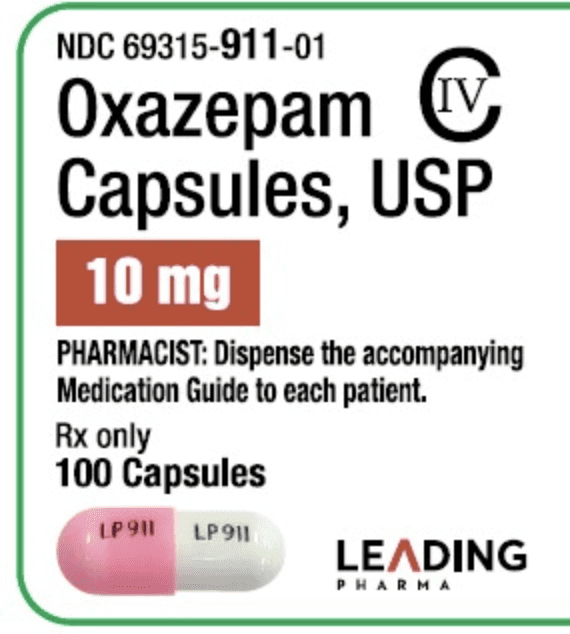 Pill LP 911 LP 911 Pink & White Capsule/Oblong is Oxazepam