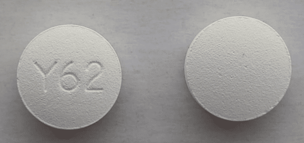 Pill Y62  White Round is Memantine Hydrochloride