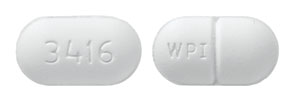 Acetaminophen, butalbital and caffeine 325 mg / 50 mg / 40 mg 3416 WPI