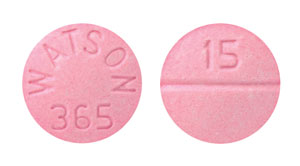 Pill 15 WATSON 365 Pink Round is Clorazepate Dipotassium