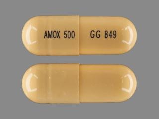 Pill AMOX 500 GG 849 Yellow Capsule/Oblong is Amoxicillin trihydrate