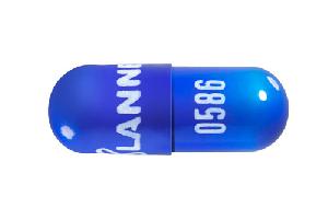 Pill LAN 0586 Blue Capsule/Oblong is Dicyclomine Hydrochloride