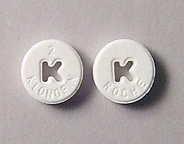 Pill K ROCHE 2 K KLONOPIN White Round is Klonopin