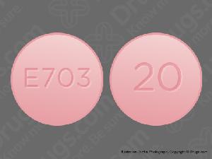 Pill 20 E703 Pink Round is Oxycodone Hydrochloride Extended Release