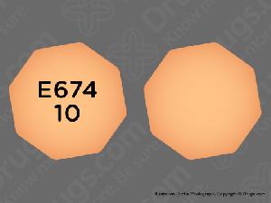 Pill E674 10 Orange Eight-sided is Opana ER