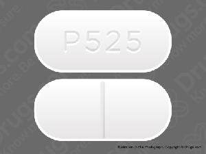 P525 Pill Images White Elliptical Oval