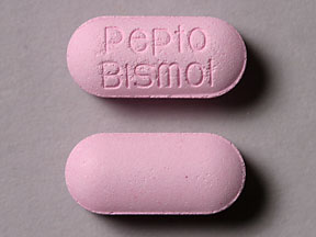 Pill Pepto Bismol Pink Capsule-shape is Pepto-Bismol