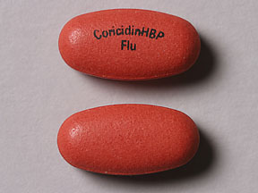 Pill CoricidinHBP Flu is Coricidin HBP Maximum Strength Flu acetaminophen 500 mg / chlorpheniramine maleate 2 mg / dextromethorphan hydrobromide 15 mg