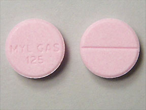 Pill MYL GAS 125 Pink Round is Mylanta Gas Maximum Strength
