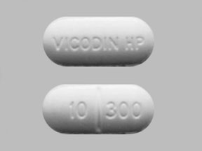 Pill VICODIN HP 10 300 White Capsule/Oblong is Vicodin HP