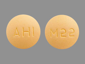 Pill AHI M22 Peach Round is Methyldopa