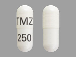 Pill TMZ 250 White Capsule/Oblong is Temozolomide