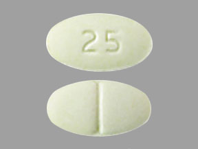 Pill 25 Yellow Oval is Clozapine