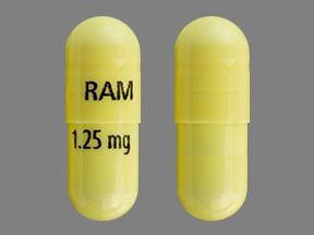 Pill RAM 1.25 mg Yellow Capsule/Oblong is Ramipril