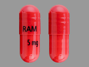 Pill RAM 5 mg Red Capsule/Oblong is Ramipril