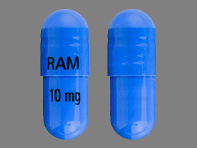 Pill RAM 10 mg Blue Capsule/Oblong is Ramipril